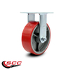Service Caster 6 Inch Red Poly on Cast Iron Wheel Rigid Caster with Roller Bearing SCC SCC-30R620-PUR-RS